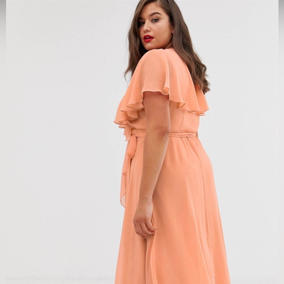 ASOS Dresses | ASOS CURVE cape back dipped hem midi dress - Picture 4 of 7